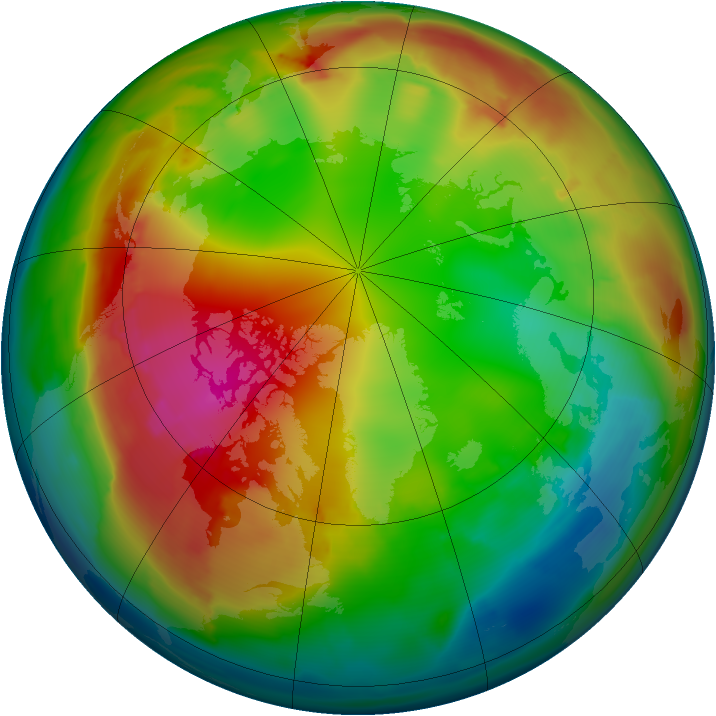 Arctic ozone map for 19 January 2012